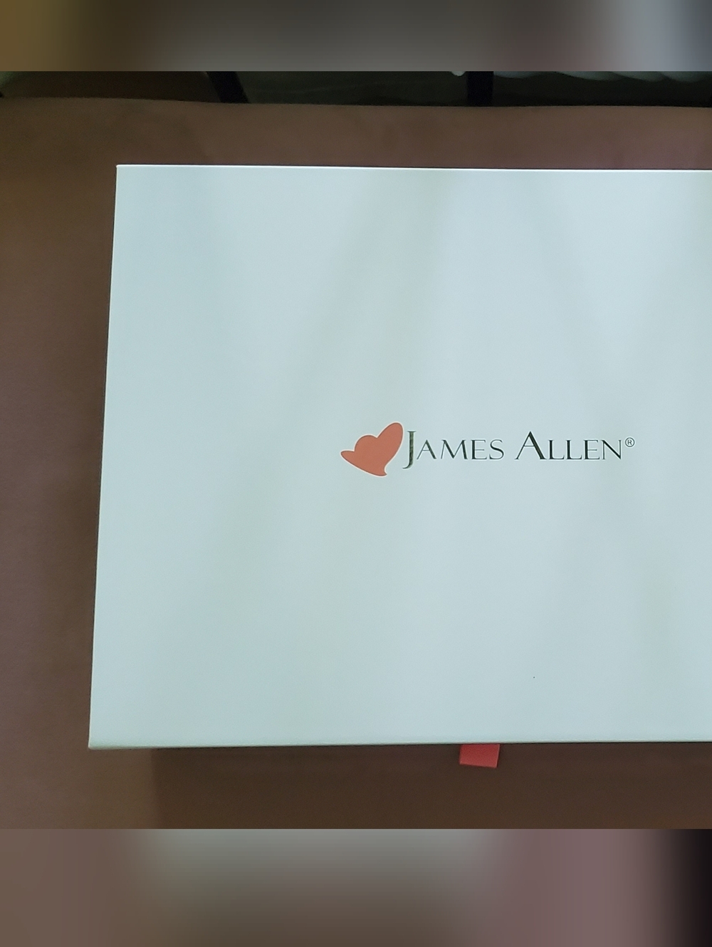 James Allen White Jewelry Box with Coral Logo
